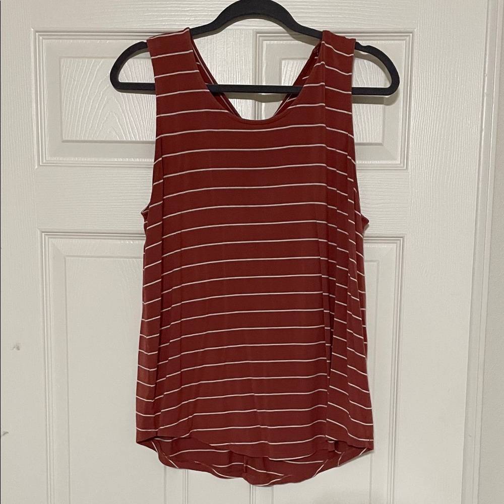 Market & Spruce Mauve and White Striped Tank Top